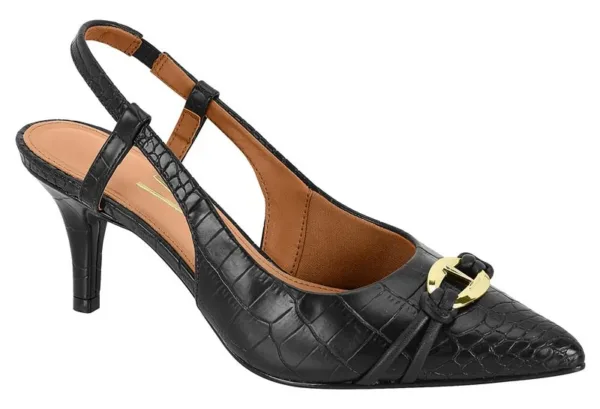 Stiletto Destalonado Vizzano Napa Croco Dubai Hebilla Negro