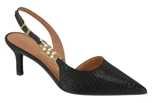 Stiletto Destalonado Vizzano Verniz Croco London Negro
