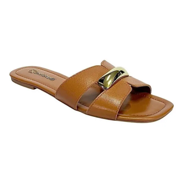 Sandalia Flats Santinelli Cuero Duquesa Ouro Light