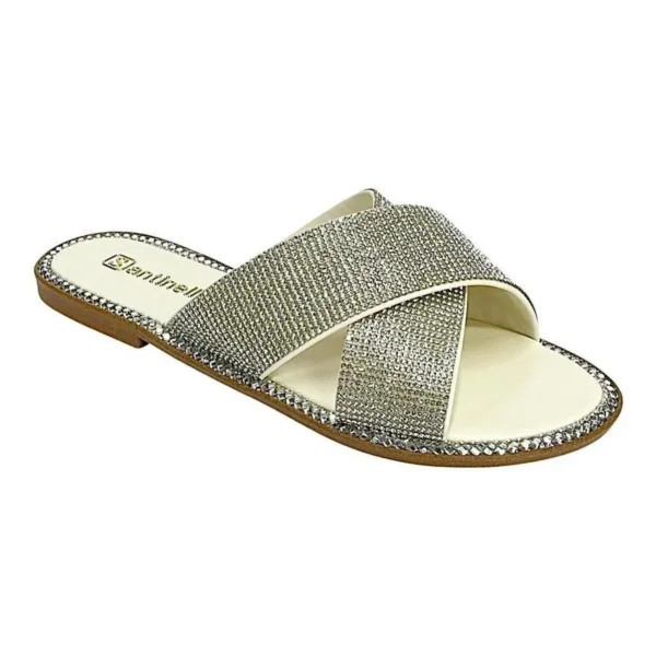 Sandalia Santinelli Champagne Cruzada Brillos