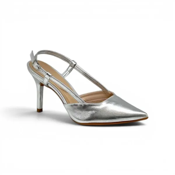 Stiletto Destalonado Floramor Sparkle Plata