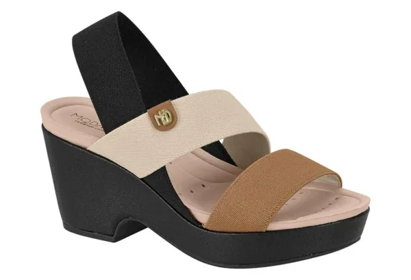 Plataforma Vizzano Modare Elástico Negro/camel