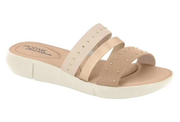 Sandalia Modare Metalizado London Nude/Dorado/Crema
