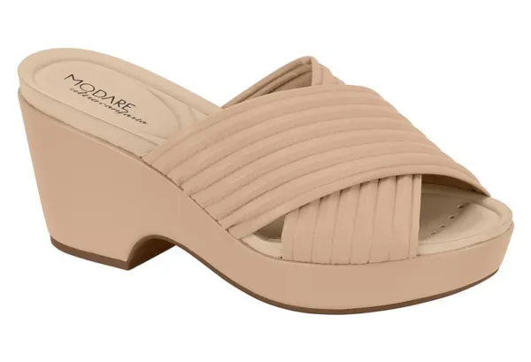 Plataforma Modare Pele Beige Cruzada — Modare Ultraconfort