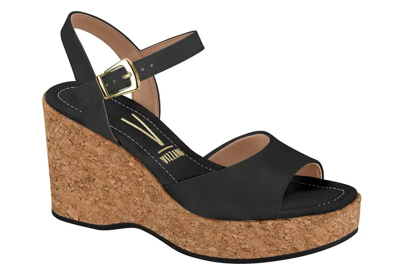 Plataforma Completa Vizzano Napa Calf Corcho Negro — Vizzano