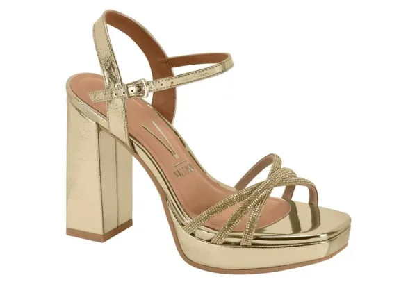 Sandalia Alta T.Grueso Vizzano Metalizado Milano Oro/Beige — Vizzano