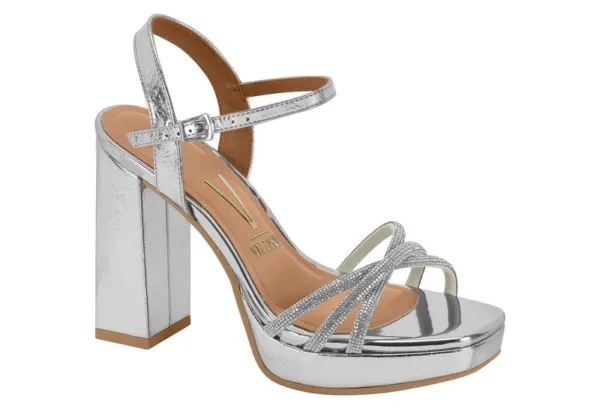 Sandalia Alta T.Grueso Vizzano Metalizado Milano plata — Vizzano