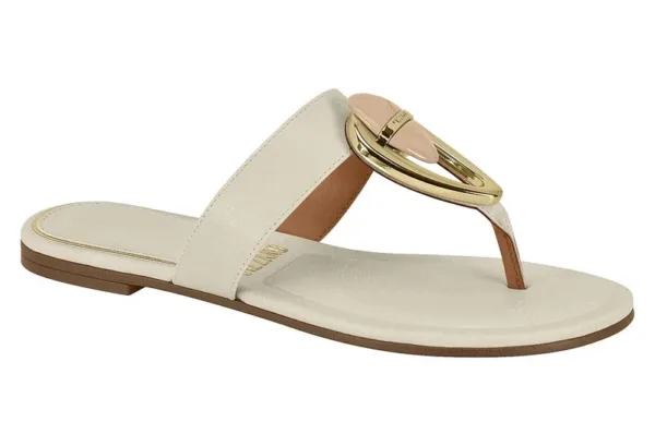 Sandalia Bajas Tira Hebilla Vizzano Napa Calf Blanco Off — Vizzano