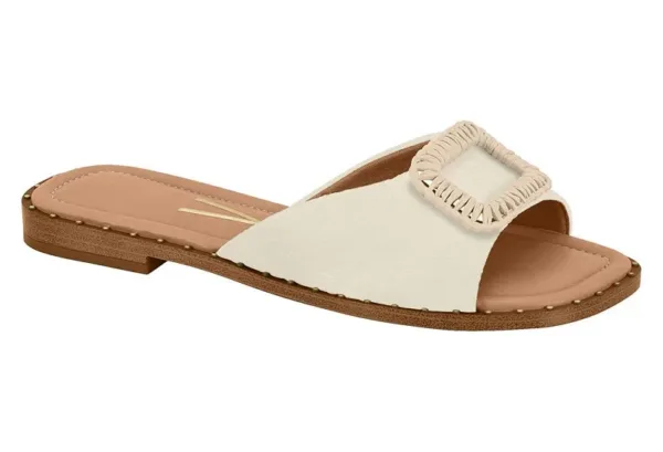 Sandalia Flats H.Cuadrado Napa Calf Blanco Off — Vizzano