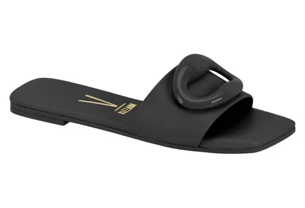 Sandalia Flats Hebilla Napa suave Negro — Vizzano