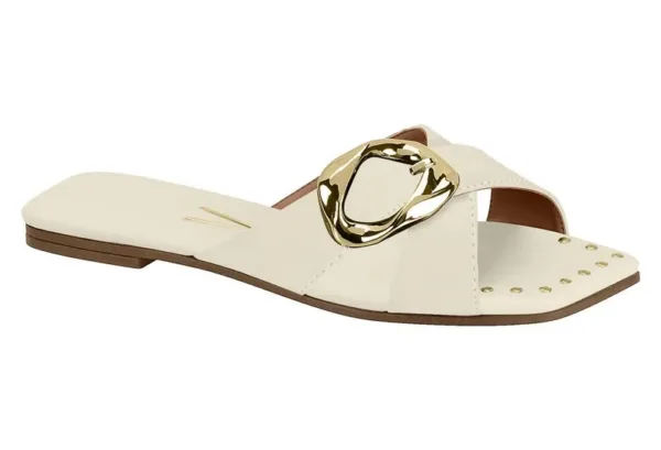 Sandalias Flats Vizzano Napa suave Hebilla Blanco/dorado claro Off — Vizzano