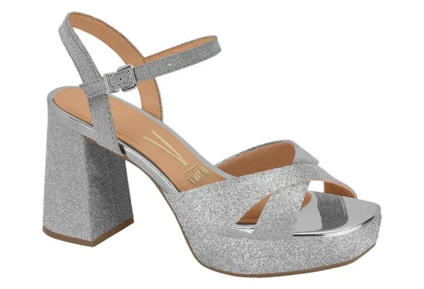 Sandalias T.Grueso Vizzano Tela Shine Plata — Vizzano
