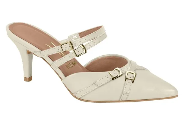 Stiletto Destalonado Vizzano Correas Napa suave Blanco Off — Vizzano