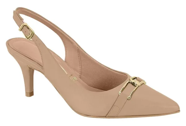Stiletto Destalonado Vizzano Hebilla Napa suave Beige — Vizzano