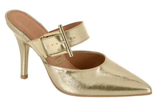 Stiletto Destalonado Vizzano Metalizado Milano Hebilla Dorado — Vizzano