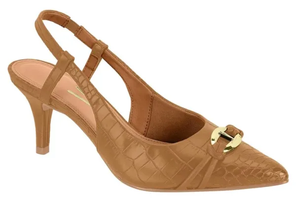 Stiletto Destalonado Vizzano Napa Croco Dubai Hebilla Camel — Vizzano