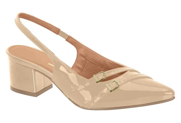 Stiletto Destalonado Vizzano Charol Premium Trenza Beige — Vizzano