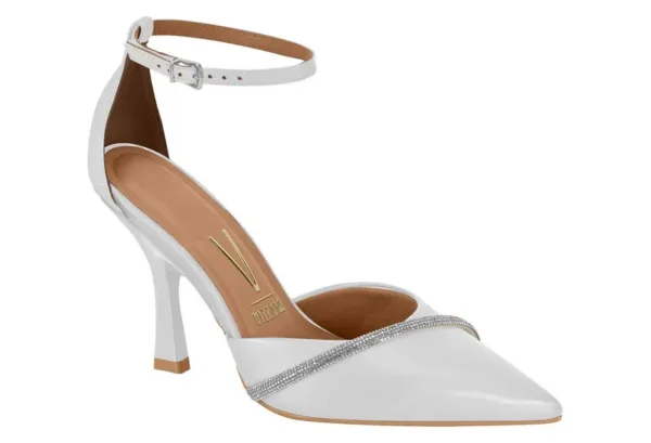 Stiletto Vizzano Napa suave Tira Pronta Xangai Blanco Off/ Cristal — Vizzano